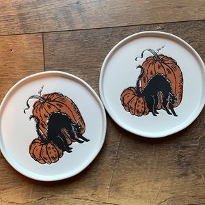 Pumpkin & Black Cat Plate Set